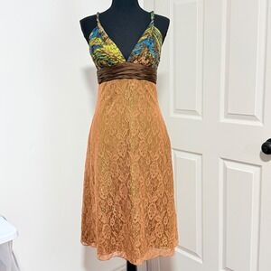 Laundry by Shelli Segal Dress Womens 4 Silk Fairy Lace Empire Waist Y2K 2000s